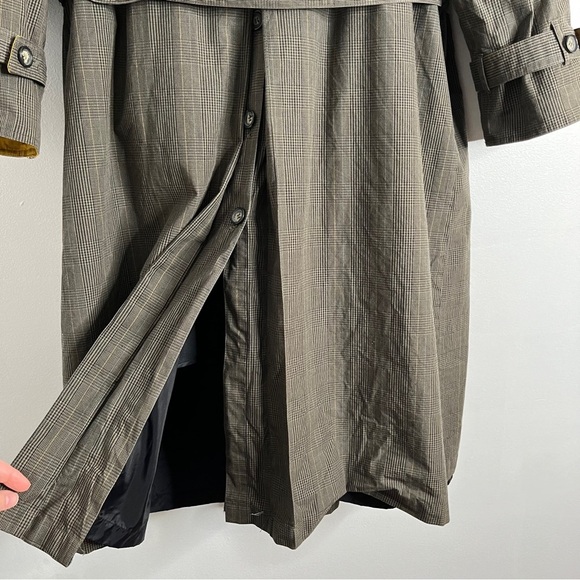 Vintage Fleet Street Glen Plaid Cotton Trench Coat Belted Double Breast Size 14 - Picture 9 of 12